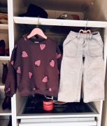 Zestaw komplet Zara 116 jeansy dzwony bluza truskawki nowe nowy nowa