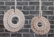 makrama, ozdoba ścienna (kwiat / gwiazda), beżowa bawełna, handmade