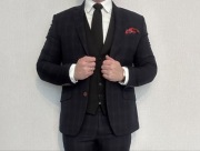 Garnitur granatowy krata Ferrano 176/104/92