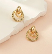 Kolczyki wzór plecionych kół sztyfty 