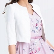 Marynarka Krótki żakiet bolerko M681 Biały Rękaw 3/4 SZULIST Wiskoza 44 XXL