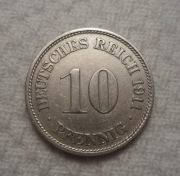 Niemcy Kaiser Wilhelm II Hohenzollern 10 fenigów 1911 J WiHM Hamburg KM# 12