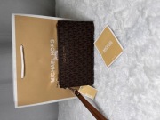 Portfel Michael Kors Double Zip Monogram Brąz