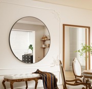 Eleganckie Okrągłe Lustro Ścienne 90 cm z Ramą Aluminiową