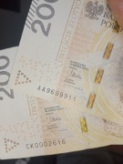Banknot 200 zł seria aa i ck