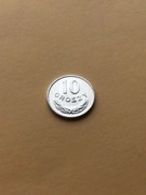 10 Groszy  Aluminium . Moneta obiegowa z roku 1977 . Stan  - bardzo dobry .