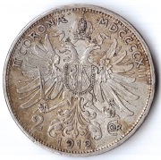 AUSTRIA 2 korony 1912, KM# 2821, VF, srebro835