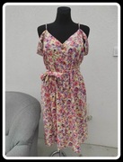 Kolorowa sukienka w kwiatki TU z wiskozy i lnu 46 3XL