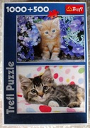 puzzle, koty / 1000 + 500 elementów