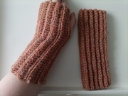 Handmade długie mitenki rękawiczki pomarańczowe grube