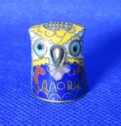 Naparstek Kolekcjonerski Emalia Komórkowa - Cloisonné - Głowa - Sowa 