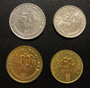 Chorwacja x 4, 1993+, zestaw monet