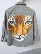 Koszula katana kurtka z motywem tygrysa khaki z pagonami