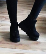 Modne ciepłe czarne śniegowce futerko platforma 5cm antypoślizg roz 40.5 EU