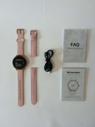 Smartwatch DR03 damski różowy – 2 paski, ładowarka USB