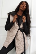 KAMIZELKA DAMSKA PIKOWANA ASYMETRYCZNA BEŻ NOWO