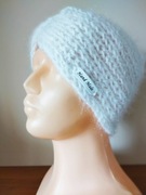 Damska, biała, szeroka opaska na głowę; turban