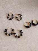 Komplet kolczyków ozdobnych złoto czarne koła