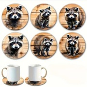 6 szt. Podkładki drewniane pod szklanki, kubki, kufle. SZOP PRACZ.