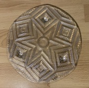 Szklana Patera talerz na ciasto, wzór Coral Ząbkowice PRL vintage