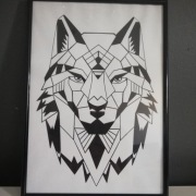 Grafika geometryczna wilk a3 + ramka