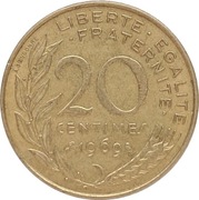 Francja 20 centimes 1969, KM#930