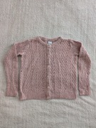 Różowy ażurowy elegancki zapinany sweter VRS 122 - 128