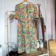 Sukienka MARKWALD 44 XXL retro vintage floral kwiaty kwiatki midi krótki rę
