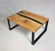 stolik drewniany dębowy z drewna i żywicy epoksydowej loft unikatowy