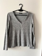 Szary sweter damski z dekoltem V, Reserved YFL, M 