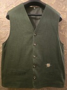 Elegancka lniana niemiecka bawarska kamizelka myśliwska, guziki ozdobne M