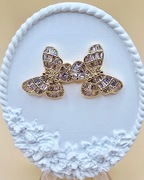 Kolczyki stal chirurgiczna motyle z ozdobnymi skrzydłami [K006]