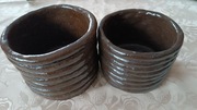 2 ceramicze, ręcznie robione osłony na doniczki 