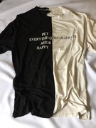 Shein. Czarno biała bluzka oversize krótki rękaw