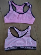 Biustonosz stanik top dziewczęcy sportowy 2-pak - różowy 134-140