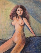 Extra akt kobieta pastela olejna 