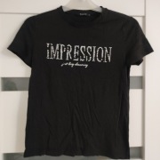 Mohito fajna koszulka t-shirt czarny xxs z ozdobami