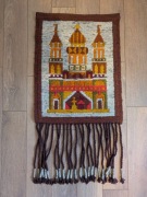 Ozdobny wełniany dywanik PRL – gobelin ścienny 55x44 cm + frędzle