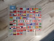 Plakat prospekt ONZ flagi państw-członków United Nations 1959 USA