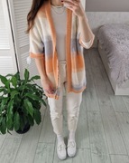 Carla du nord pomarańczowy sweter kardigan wełniany 35% moher 35% alpaka XS