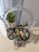 Koszyk szklany PRL duży 23 cm