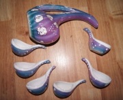 stary zestaw fajans PRL dzbanek filiżanki 6szt.