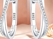 Kolczyki srebrne z cyrkonią srebro próby 925 + pudełko