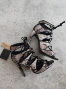 Zara sznurowane sandałki skóra węża snake 37