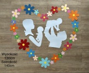 Dekoracja szkolna dzień rodziny serce kwiaty mamy i taty z papieru szkoła