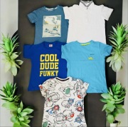 Zestaw 5 koszulek polówka bluzki t-shirty bawełniane rozmiar 110-116