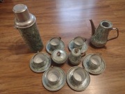 Zabytkowy Serwis Kawowy PRL Chodzież z Polski Kolor Zielony