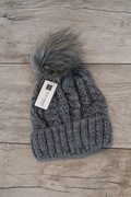 Wool Fashion Italia wełniana ciemnoszara czapka 