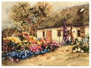 Wiejska chata - 30x40 cm Akwarela na papierze 