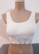 Biały Krótki Top z Koronką bez Rękawów  Crop Top Rozmiar 38
